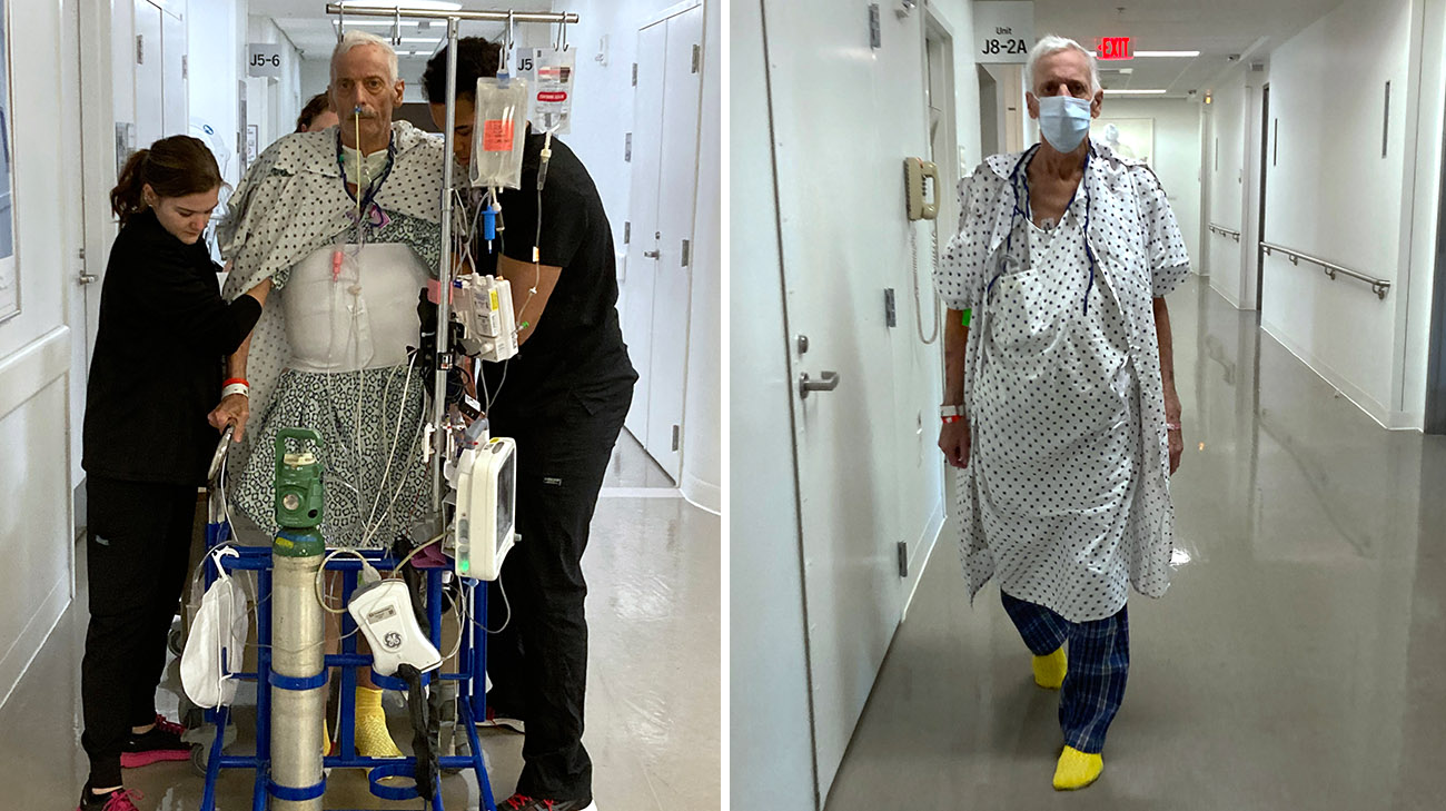 Don before transplant surgery and after, at Cleveland Clinic.
