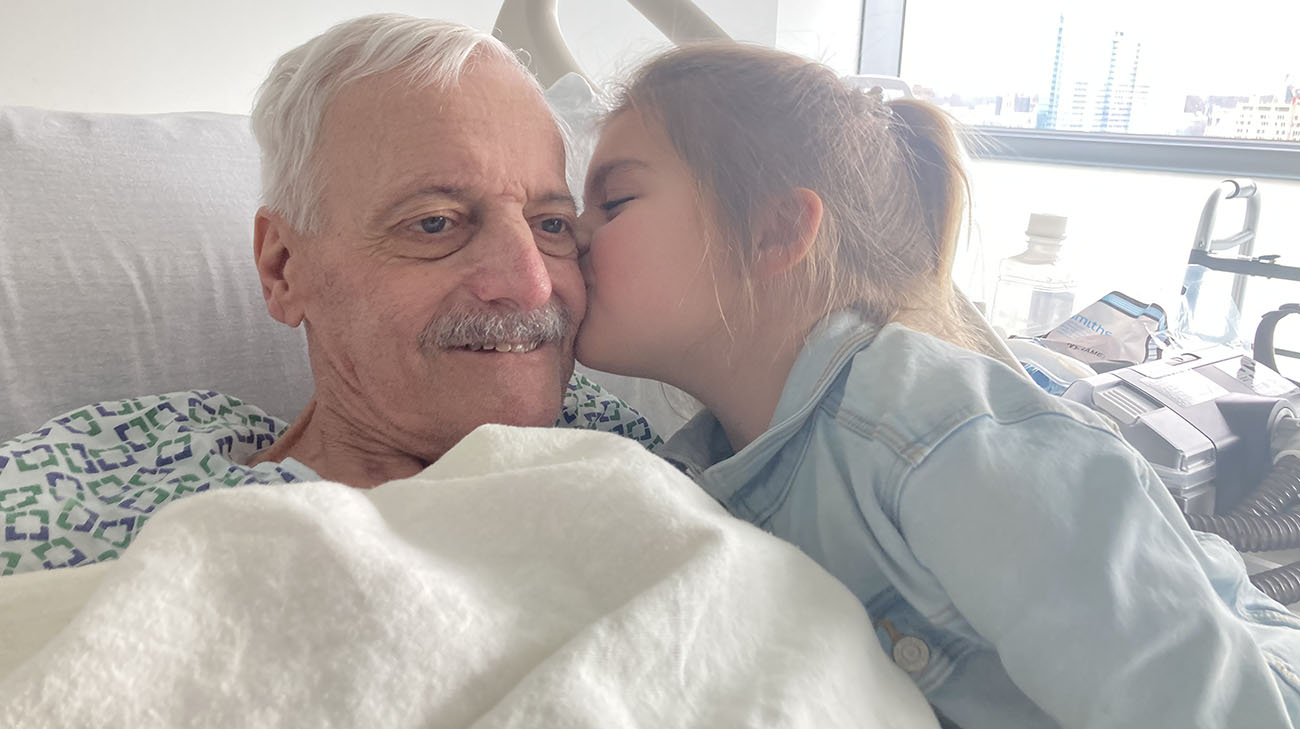 Don received a visit from his granddaughter after undergoing a triple-organ transplant.