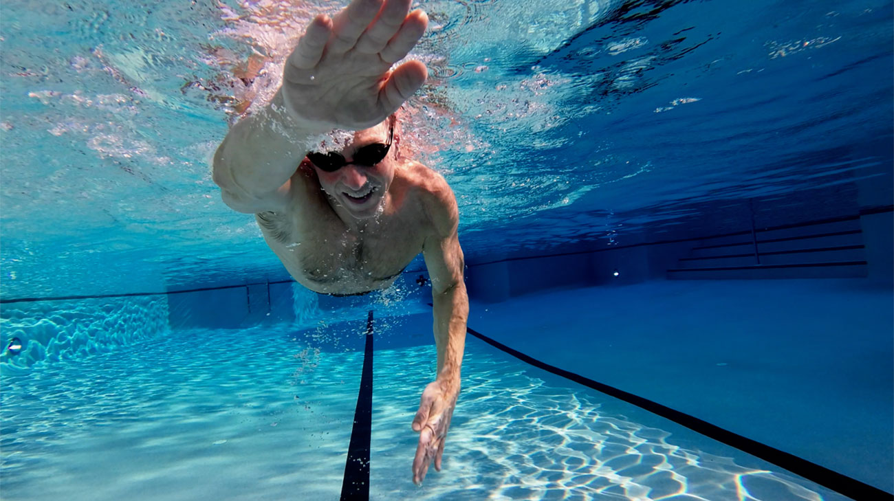 Underwater shot of Stuart Patterson swimming