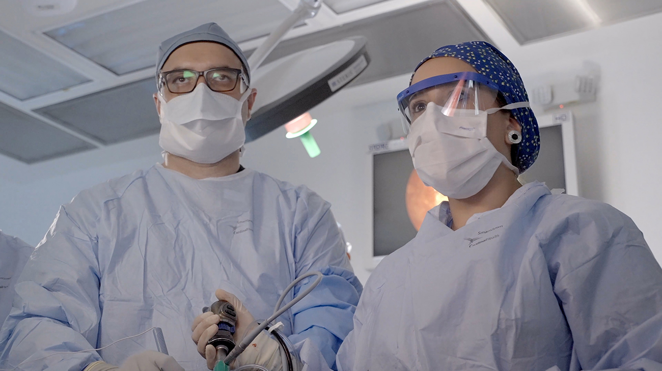 Dr. Razavi during tumor removal surgery