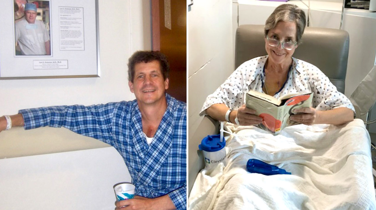 Nathan and Marion, each days after undergoing heart surgery at Cleveland Clinic, 18 years apart. 