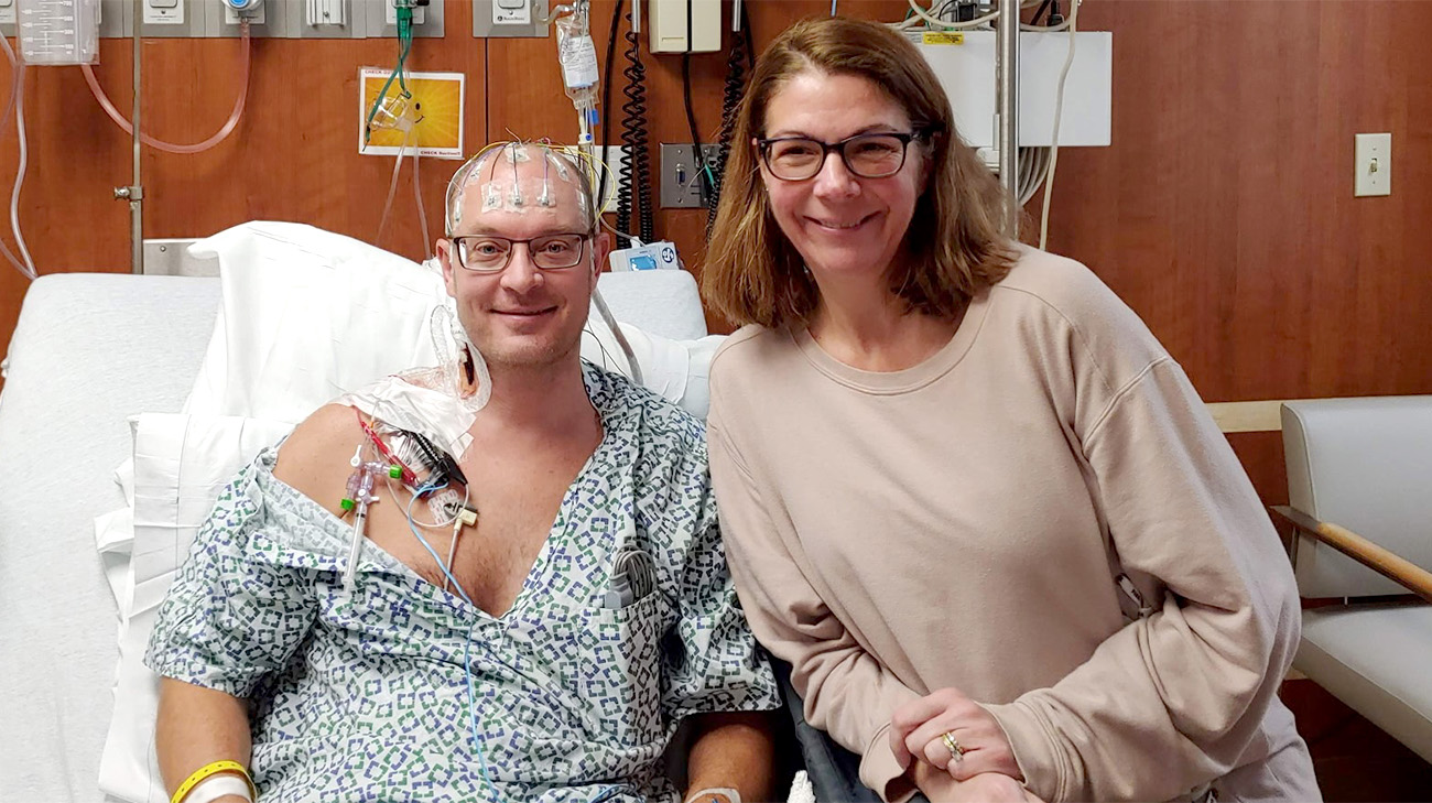 Craig in hospital with wife