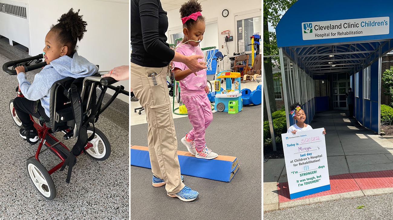 Mireya undergoing rehab at Cleveland Clinic Children's Hospital for Rehabilitation. 