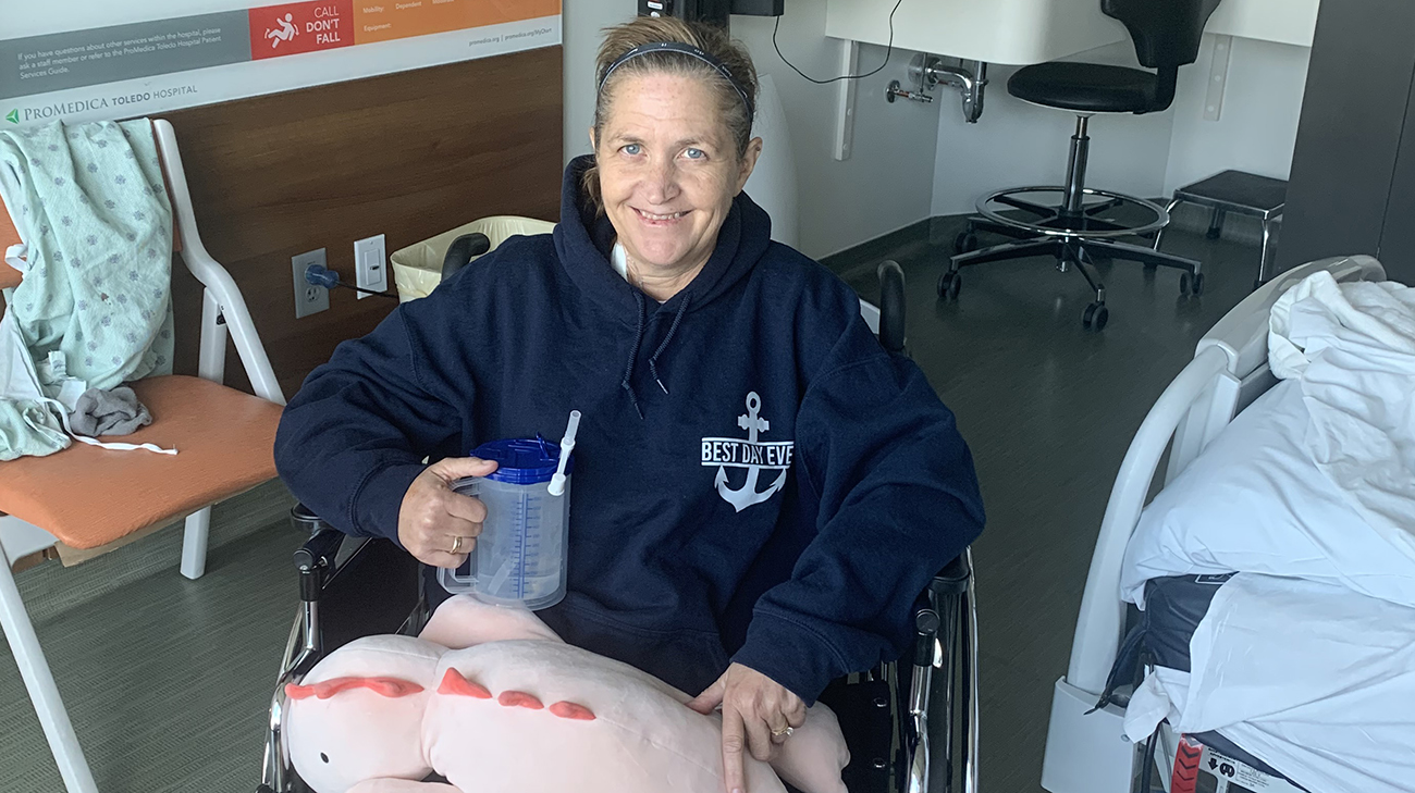 Nancy in the hospital after her heart attack. 