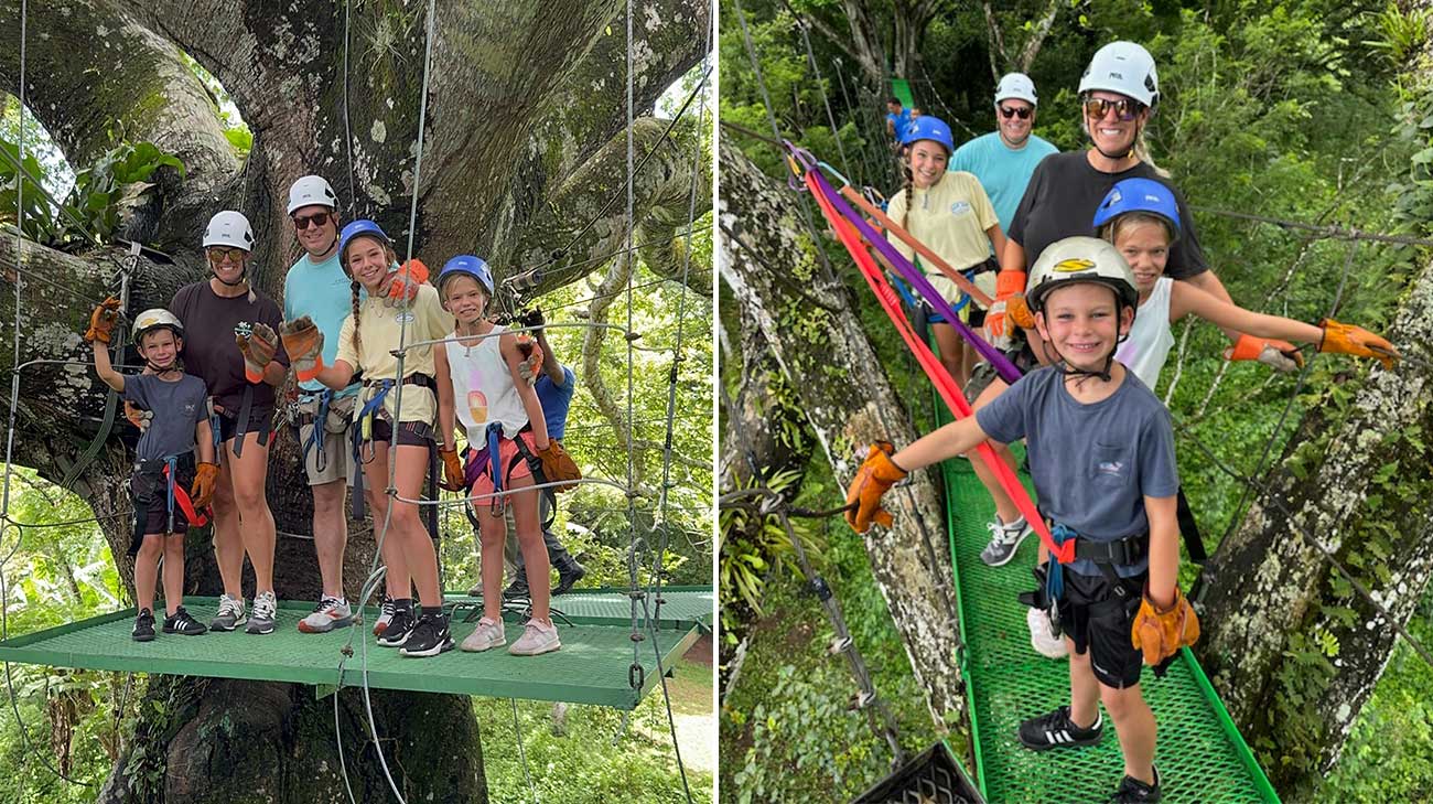 Ed and his family going ziplining.