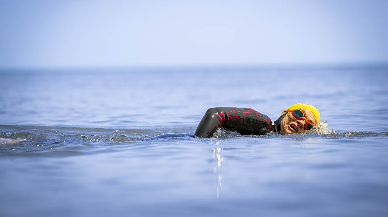 Luise swimming as part of her training prior to competing in an aquathon in Spain.