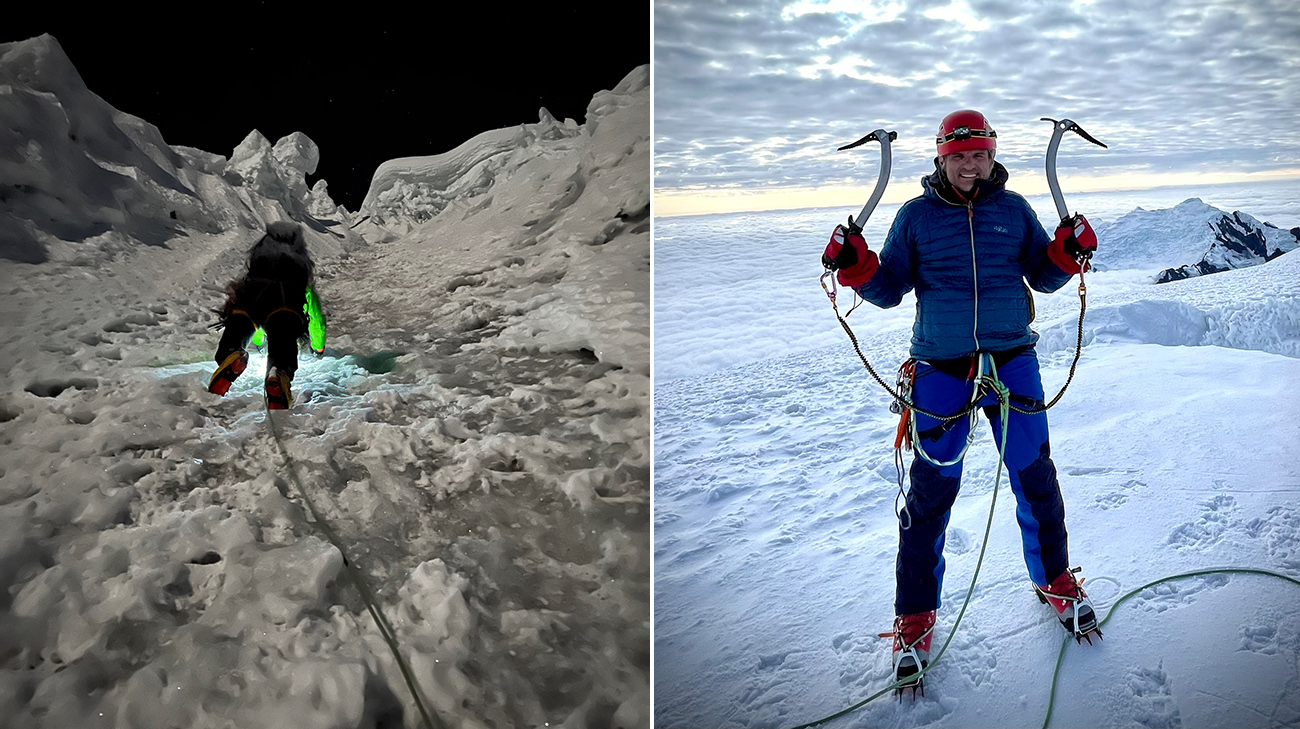 Jeremy Schwartz climbing Alpamayo in August 2025.