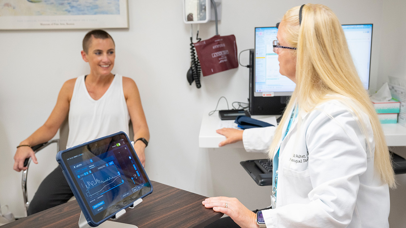 Jessica at deep brain stimulation programming appointment