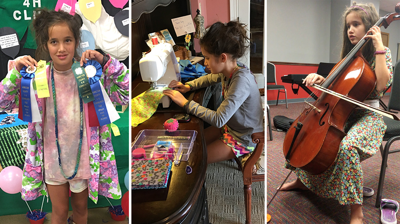 Lucia’s creativity has helped her build fine and gross motor skills through activities like quilting and 4‑H, where she’s earned ribbons for both quilting and caring for horses.