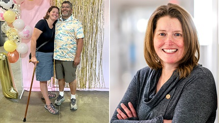 Grace with husband and portrait of Grace