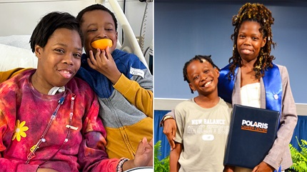 Annyanna in hospital and Annyanna at graduation