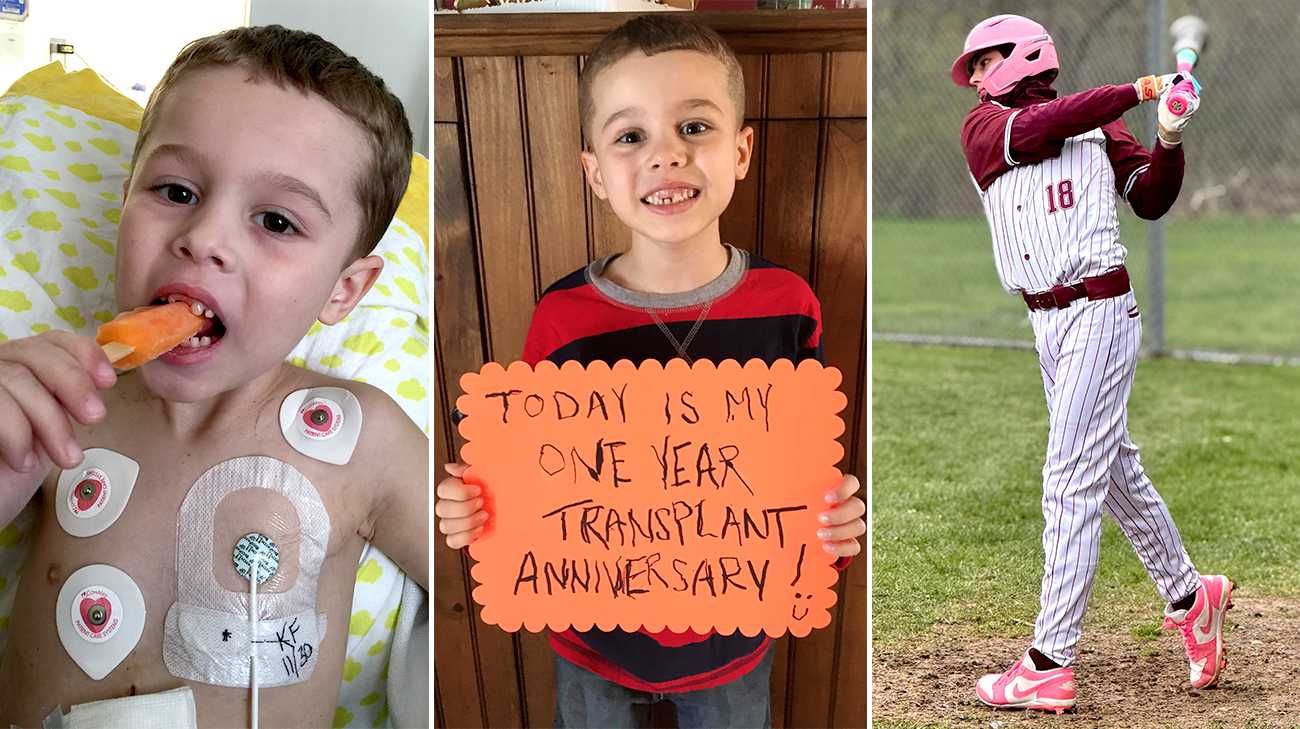 Jacob's progress from the hospital to playing baseball