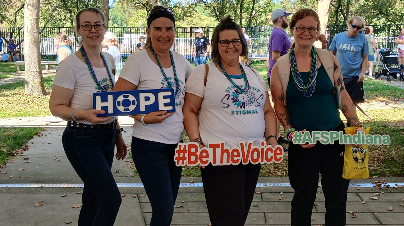 Tanya with friends at a walk to raise awareness for mental health. 