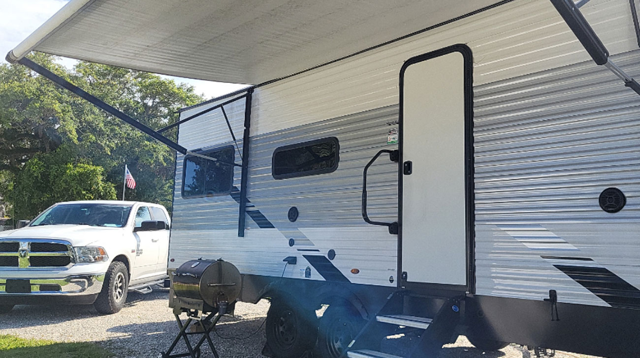The travel trailer Ralph's wife stayed in