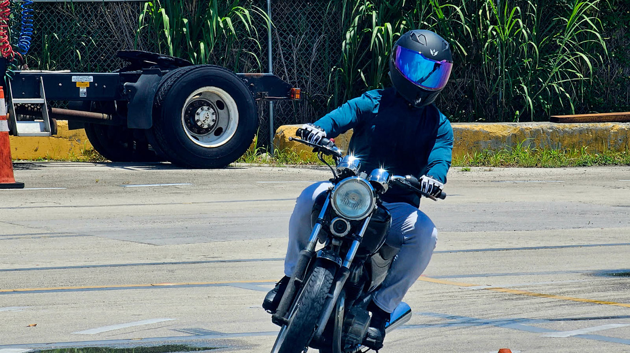 Luis Peñate riding motorcycle