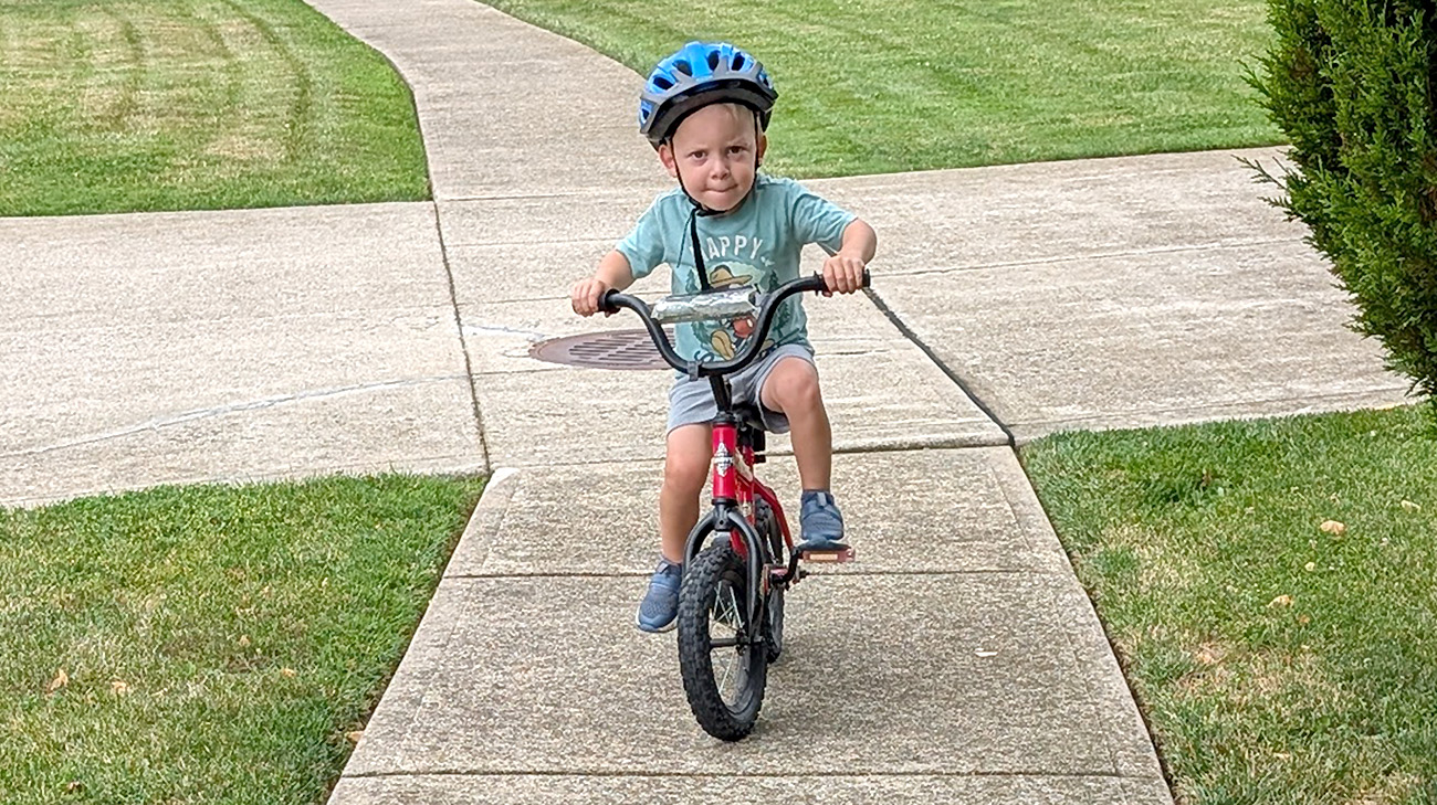 Wyatt riding his bike