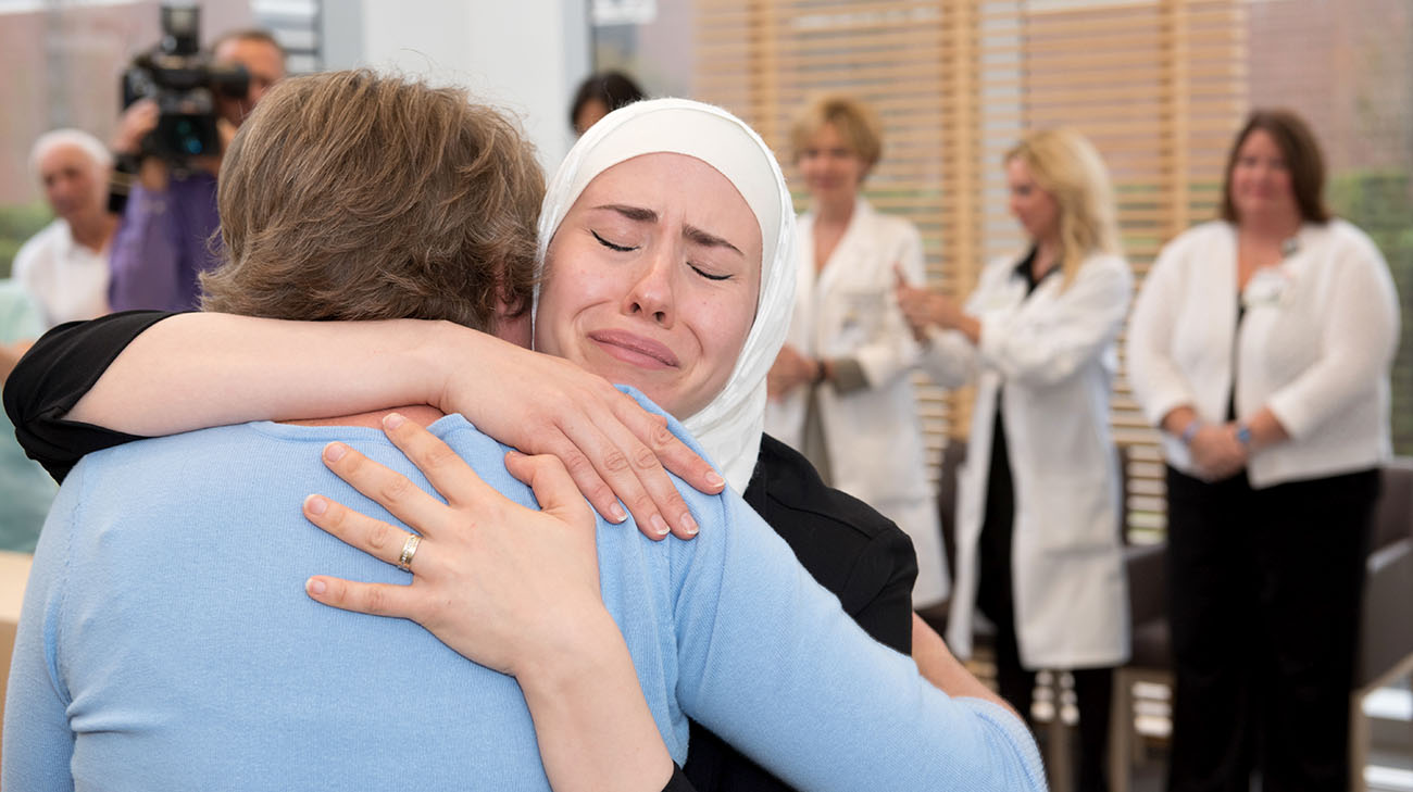 Aya was able to meet Becky in person and thank her for her generous gift that saved her son’s life. (Courtesy: Cleveland Clinic)