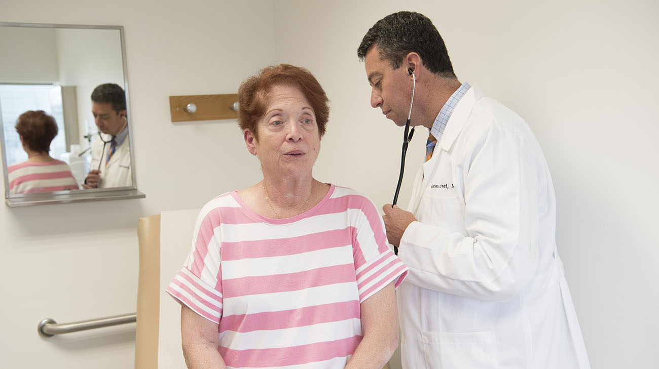 Peggy, at an appointment with Dr. Heresi, before her BPA procedure. (Courtesy: Cleveland Clinic)