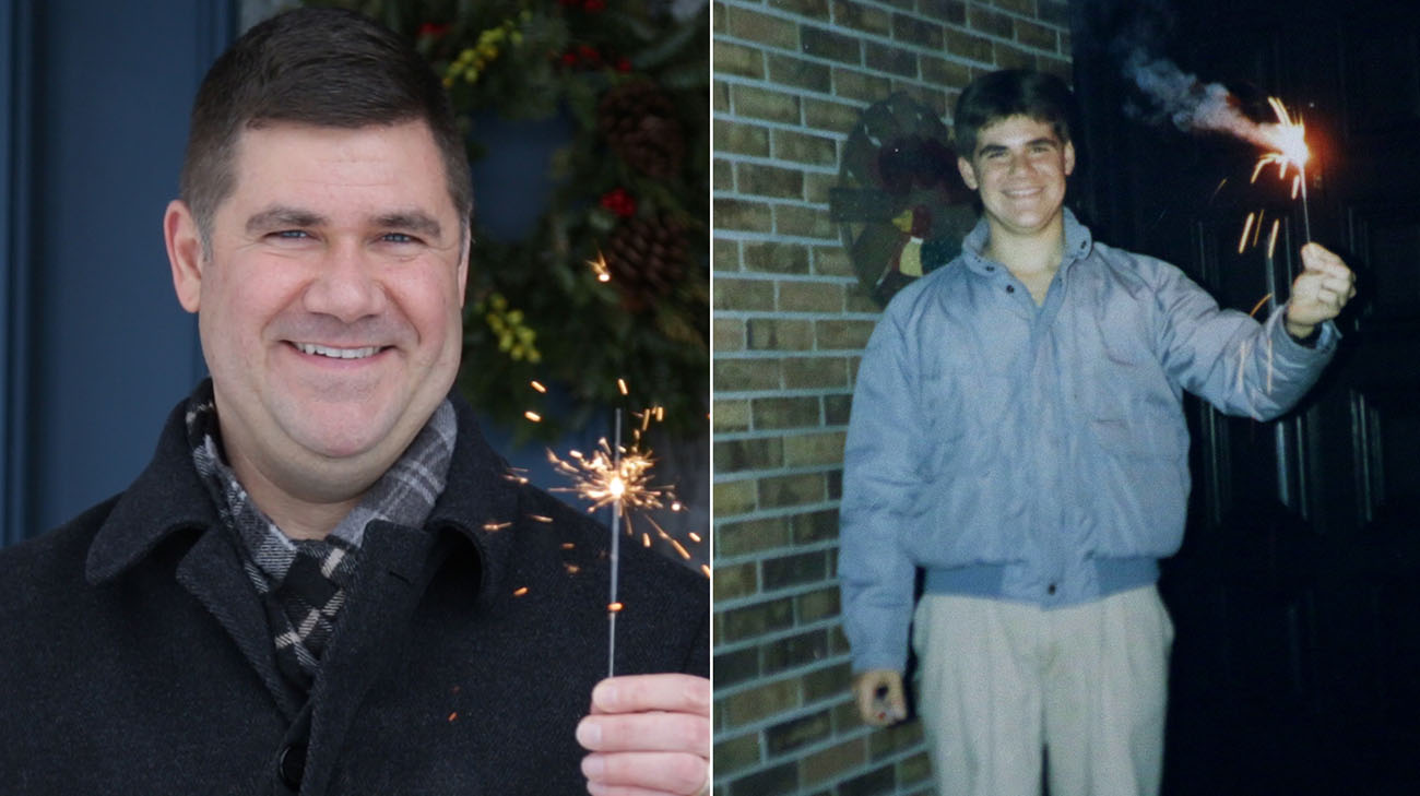 Ryan lights a sparkler every year on the anniversary of his heart transplant. (Courtesy: Ryan Zinn)