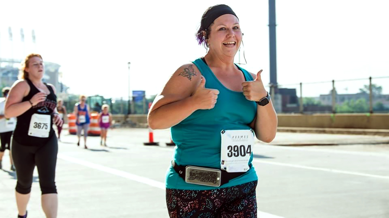 Becca's continued success is due to her own hard work. Once sedentary, now she works out regularly and participated in 5K runs 11 times last year.