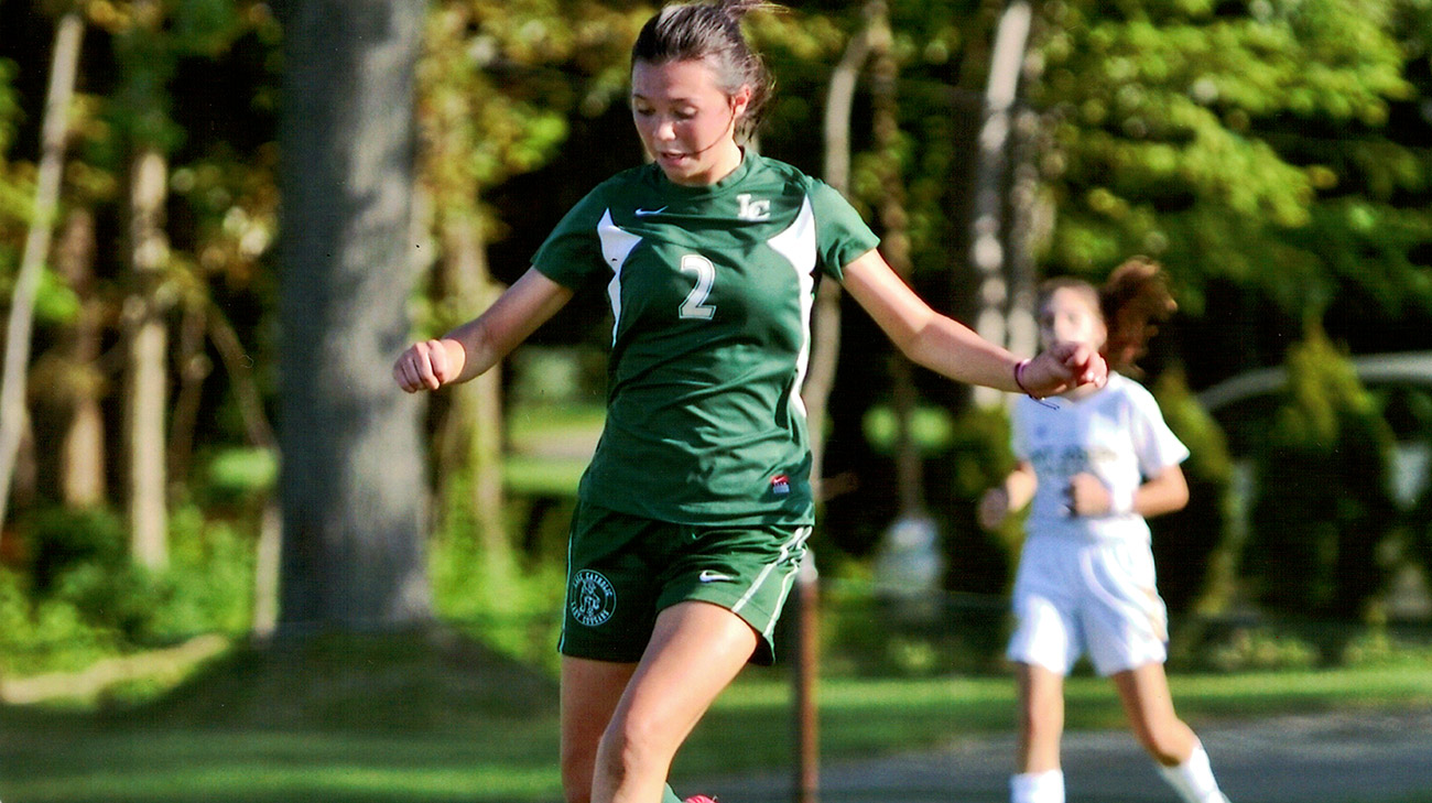 Sophia playing soccer during her freshman year at Lake Catholic High School, in Mentor, Ohio