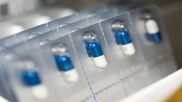 Blister pack of medicine capsules