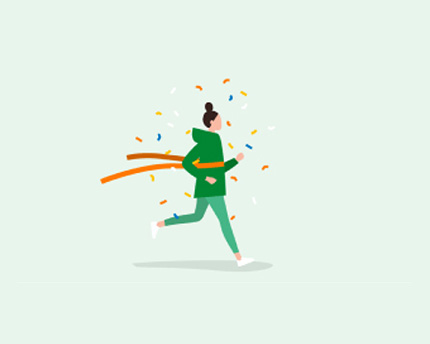 illustration of someone running with confetti