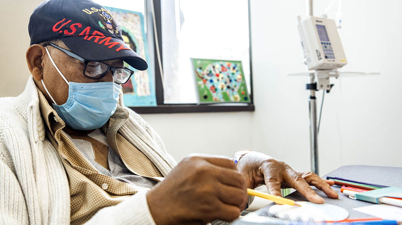 Art therapy has helped Ned cope through cancer treatment. 