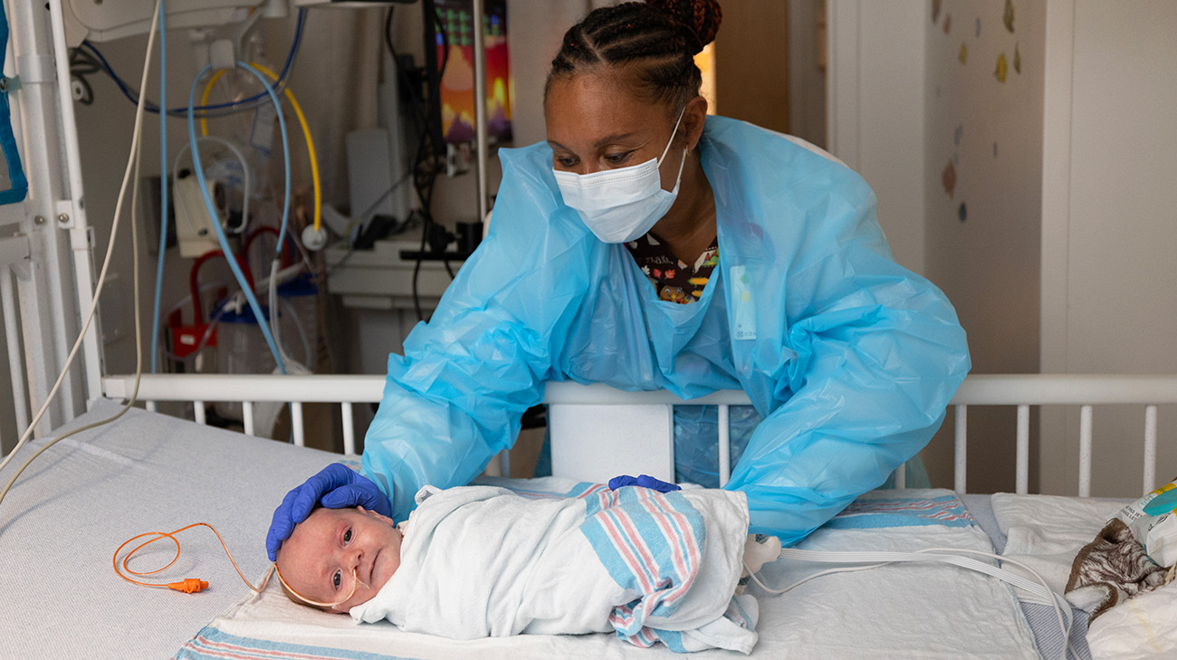 Cleveland Clinic Children's nurse caring for Max while he was hospitalized from RSV. 