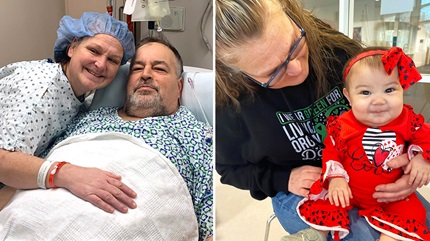 Lori donated a kidney to her brother, Russ, and a portion of her liver alrtruistically to Emma. 