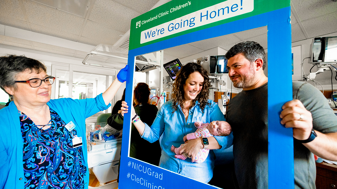 Maddie and family when she was released from NICU