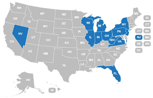 Map of home delivery locations
