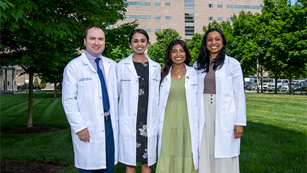 Left to Right: Dr. Nicholas Cline (class of 2024); Dr. Sahana Venkatesh (class of 2025); Dr. Srushti Raja (class of 2025); Dr. Amudha Pazhanisamy (class of 2024)